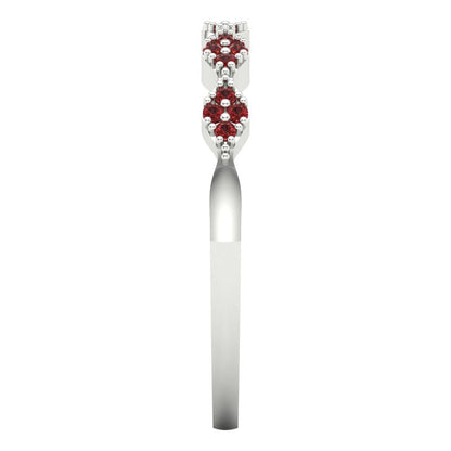 0.1 cttw Natural Garnet Round Cut White Gold Eternity Wedding Band