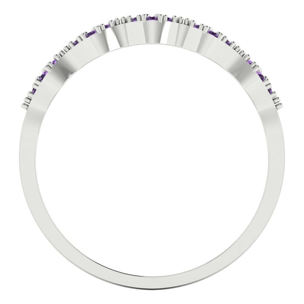 0.1 cttw Simulated Alexandrite Round Cut White Gold Eternity Wedding Band