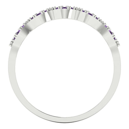0.1 cttw Simulated Alexandrite Round Cut White Gold Eternity Wedding Band