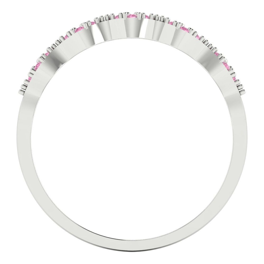 0.1 cttw Simulated Pink Diamond Round Cut White Gold Eternity Wedding Band