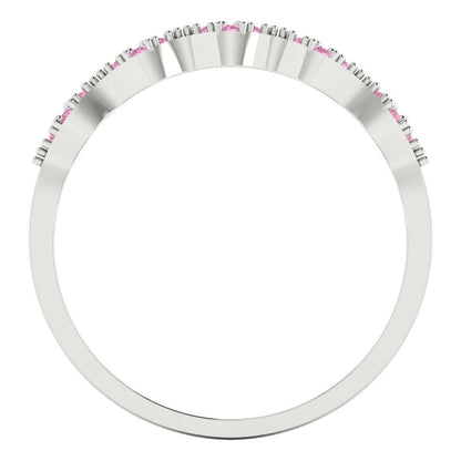 0.1 cttw Simulated Pink Diamond Round Cut White Gold Eternity Wedding Band
