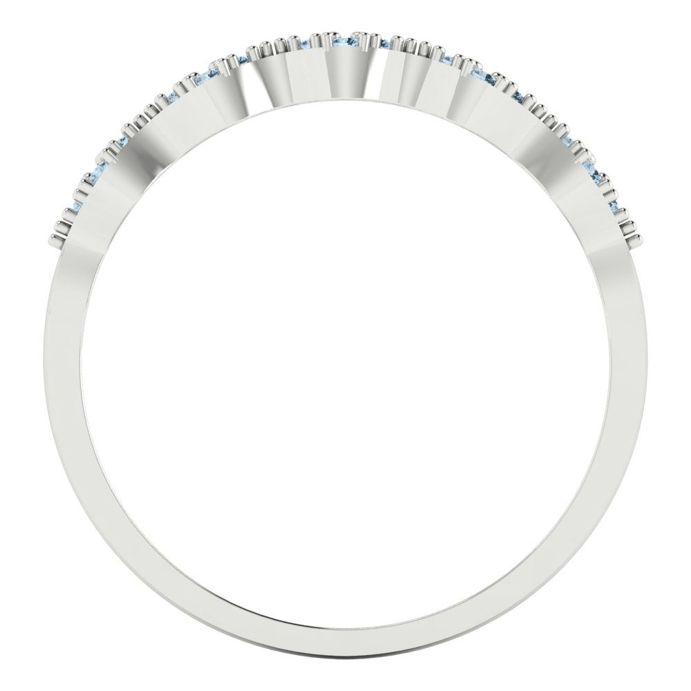 0.1 cttw Natural Swiss Blue Topaz Round Cut White Gold Eternity Wedding Band