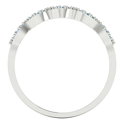 0.1 cttw Natural Swiss Blue Topaz Round Cut White Gold Eternity Wedding Band