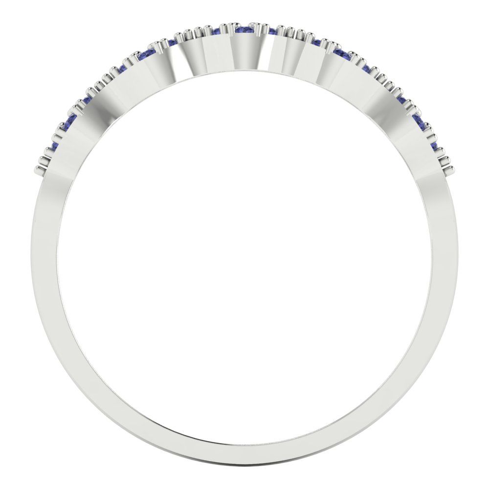 0.1 cttw Simulated Tanzanite Round Cut White Gold Eternity Wedding Band
