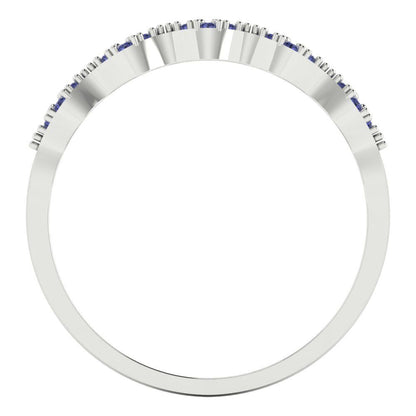 0.1 cttw Simulated Tanzanite Round Cut White Gold Eternity Wedding Band