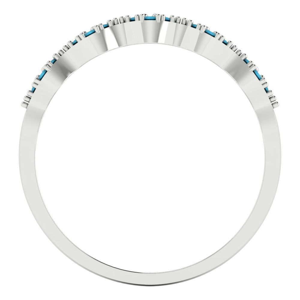 0.1 cttw Simulated Turquoise Round Cut White Gold Eternity Wedding Band