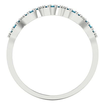 0.1 cttw Simulated Turquoise Round Cut White Gold Eternity Wedding Band