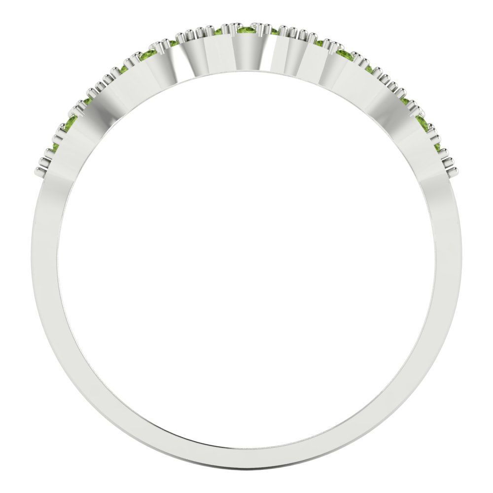 0.1 cttw Natural Peridot Round Cut White Gold Eternity Wedding Band