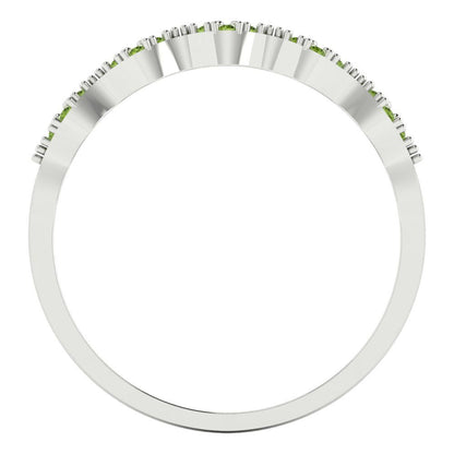 0.1 cttw Natural Peridot Round Cut White Gold Eternity Wedding Band