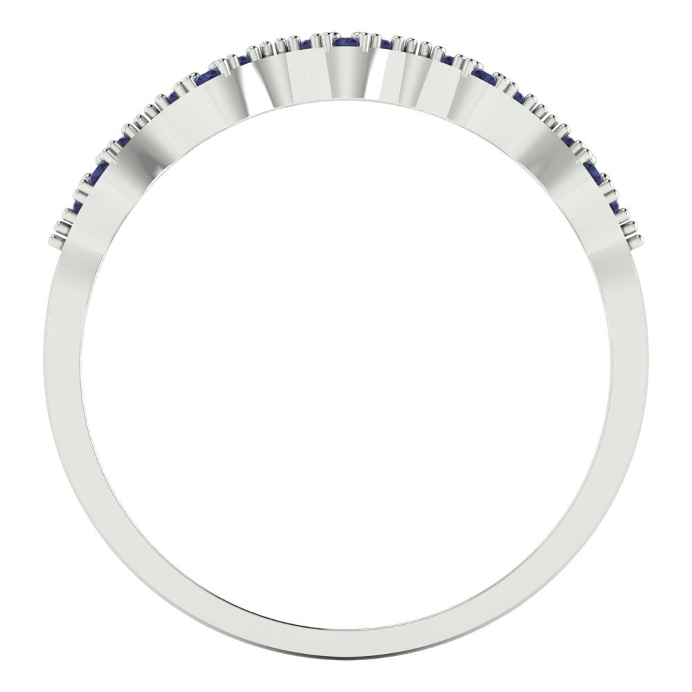 0.1 cttw Simulated Blue Sapphire Round Cut White Gold Eternity Wedding Band