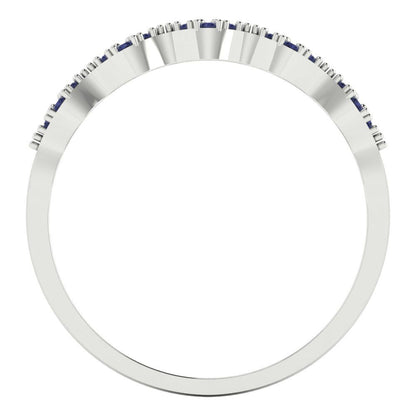 0.1 cttw Simulated Blue Sapphire Round Cut White Gold Eternity Wedding Band