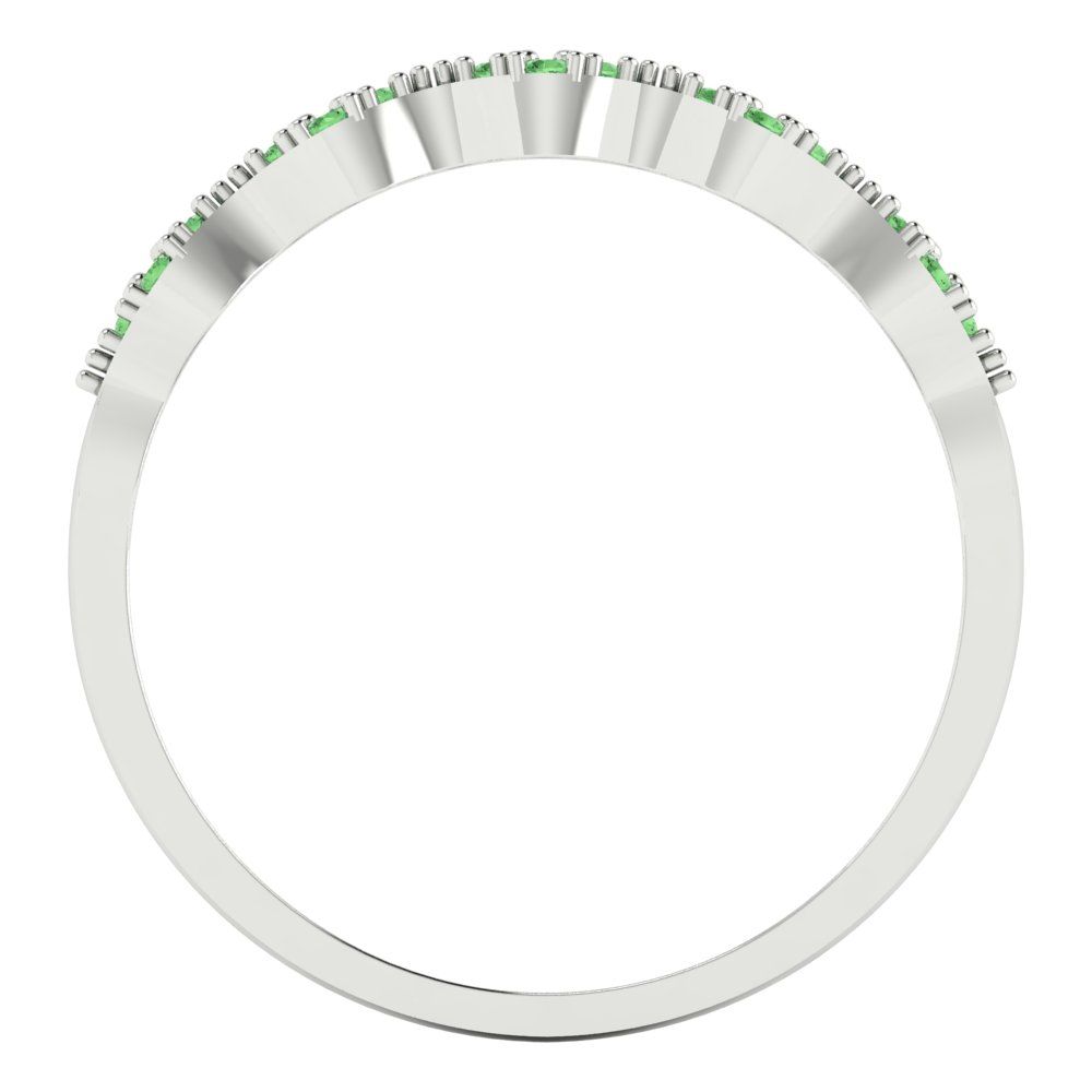 0.1 cttw Simulated Green Diamond Round Cut White Gold Eternity Wedding Band