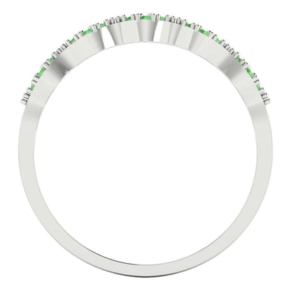 0.1 cttw Simulated Green Diamond Round Cut White Gold Eternity Wedding Band