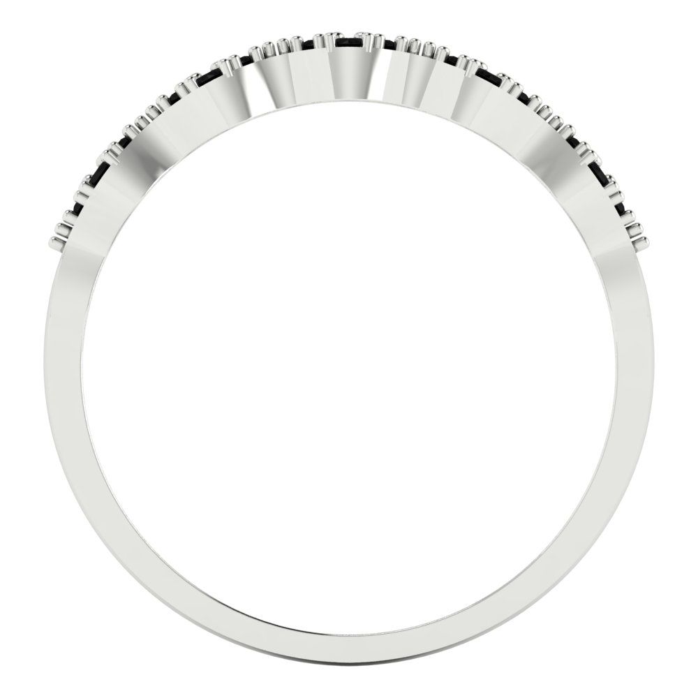 0.1 cttw Natural Onyx Round Cut White Gold Eternity Wedding Band