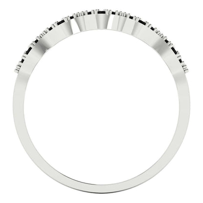 0.1 cttw Natural Onyx Round Cut White Gold Eternity Wedding Band