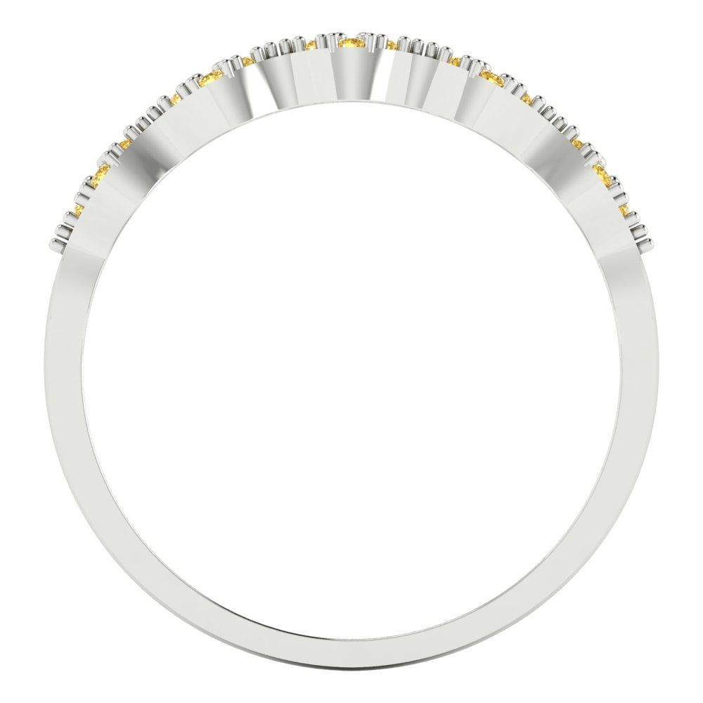 0.1 cttw Simulated Yellow Diamond Round Cut White Gold Eternity Wedding Band
