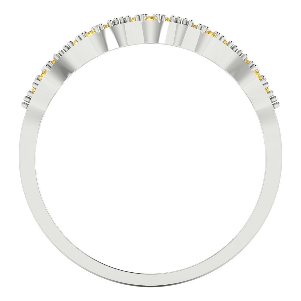 0.1 cttw Natural Citrine Round Cut White Gold Eternity Wedding Band