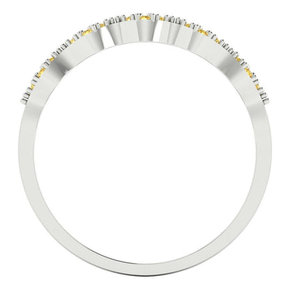 0.1 cttw Natural Citrine Round Cut White Gold Eternity Wedding Band