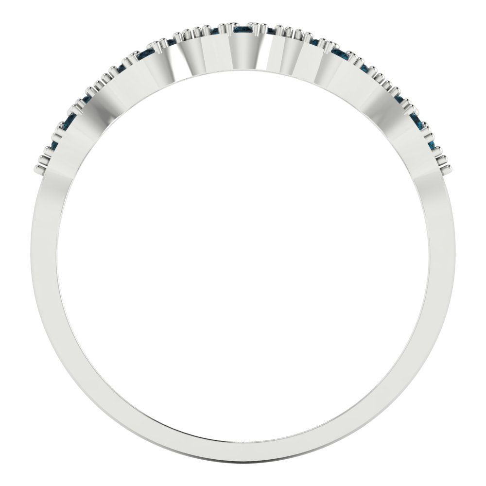 0.1 cttw Natural London Blue Topaz Round Cut White Gold Eternity Wedding Band