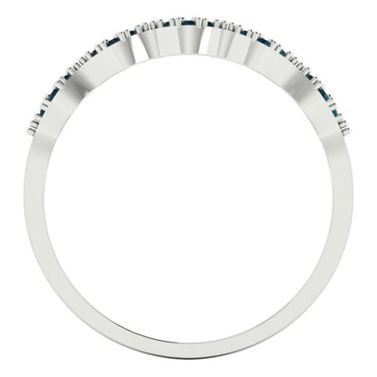 0.1 cttw Natural London Blue Topaz Round Cut White Gold Eternity Wedding Band