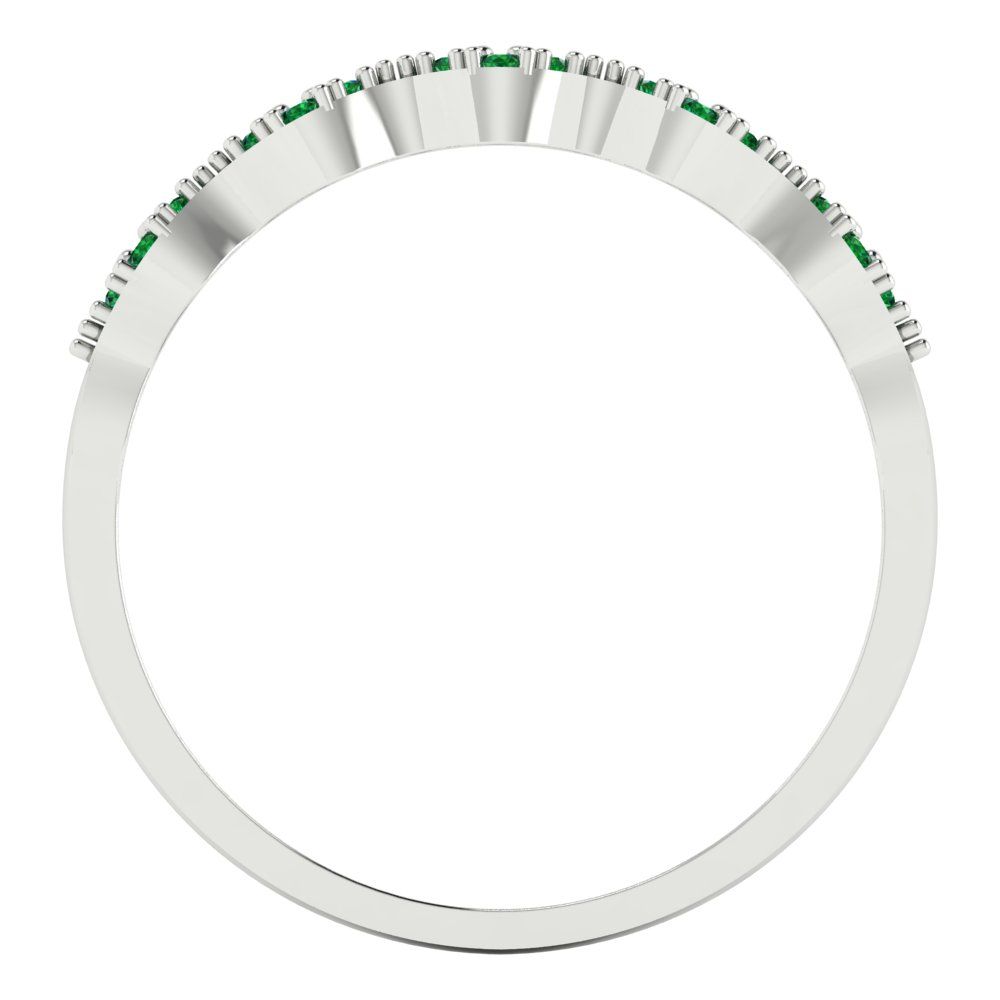 0.1 cttw Simulated Emerald Round Cut White Gold Eternity Wedding Band