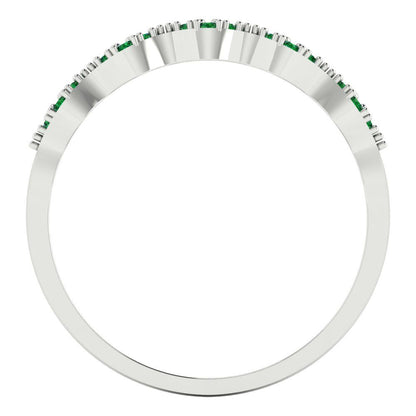 0.1 cttw Simulated Emerald Round Cut White Gold Eternity Wedding Band