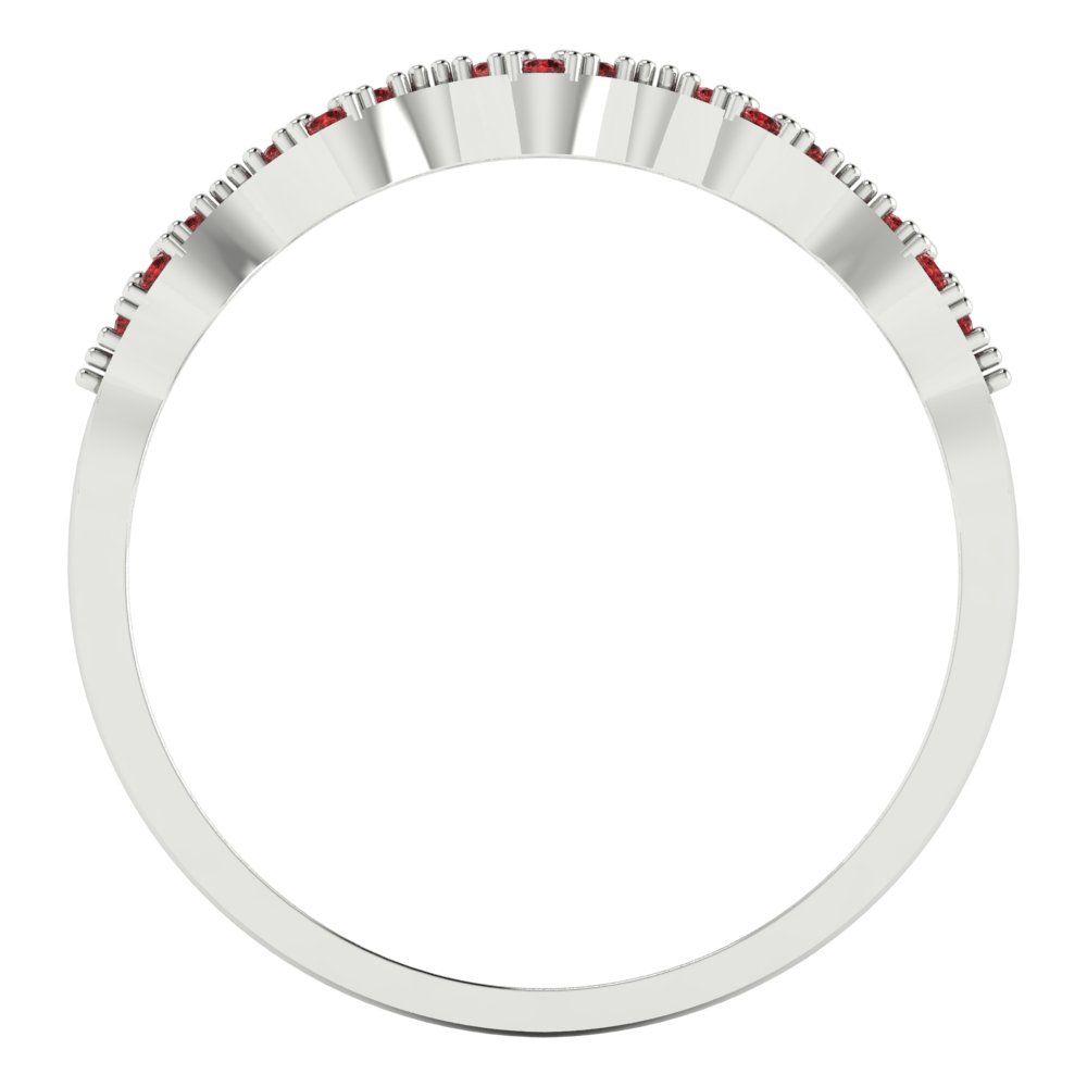 0.1 cttw Natural Garnet Round Cut White Gold Eternity Wedding Band