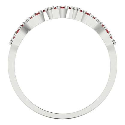 0.1 cttw Natural Garnet Round Cut White Gold Eternity Wedding Band