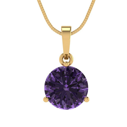 2cttw Round Cut Alexandrite Gold-Plated 925 Silver Pendant and 18" Box-Chain Necklace