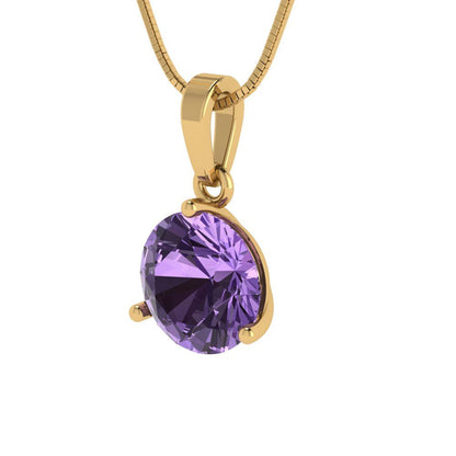 2cttw Round Cut Alexandrite Gold-Plated 925 Silver Pendant and 18" Box-Chain Necklace