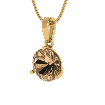2cttw Round Cut Champagne Gold-Plated 925 Silver Pendant and 18" Box-Chain Necklace