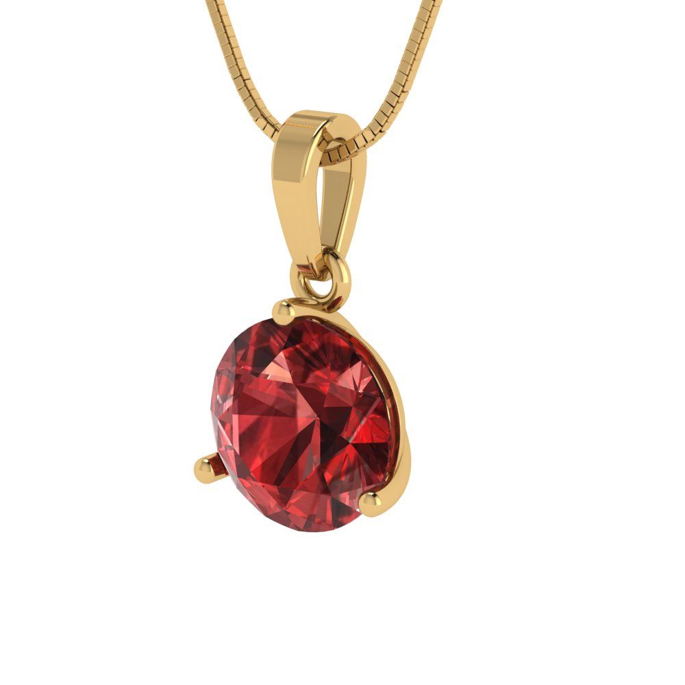 2cttw Round Cut Garnet Gold-Plated 925 Silver Pendant and 18" Box-Chain Necklace