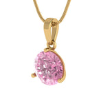 2 ct Brilliant Round Cut Solitaire Pink Simulated Diamond Stone Yellow Gold Pendant with 18" Chain