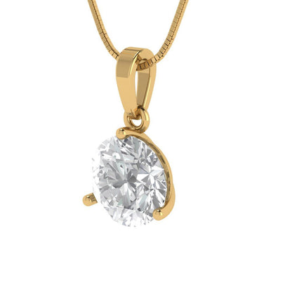 2cttw Round Cut Clear Gold-Plated 925 Silver Pendant and 18" Box-Chain Necklace