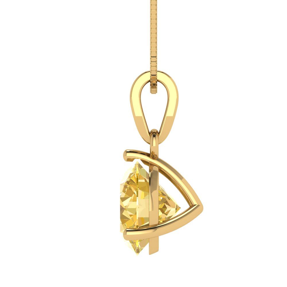 2cttw Round Cut Citrine Gold-Plated 925 Silver Pendant and 18" Box-Chain Necklace