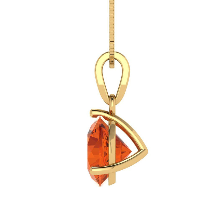 2 ct Brilliant Round Cut Solitaire Red Simulated Diamond Stone Yellow Gold Pendant with 18" Chain