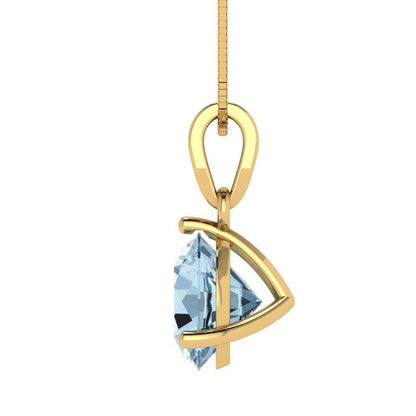 2cttw Round Cut Aquamarine Gold-Plated 925 Silver Pendant and 18" Box-Chain Necklace