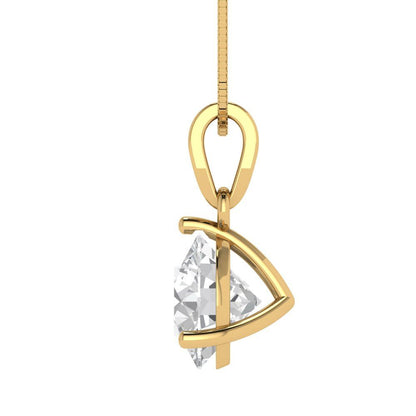 2cttw Round Cut Clear Gold-Plated 925 Silver Pendant and 18" Box-Chain Necklace