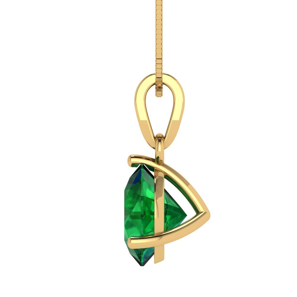 2cttw Round Cut Emerald Gold-Plated 925 Silver Pendant and 18" Box-Chain Necklace