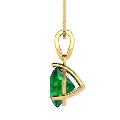 2cttw Round Cut Emerald Gold-Plated 925 Silver Pendant and 18" Box-Chain Necklace