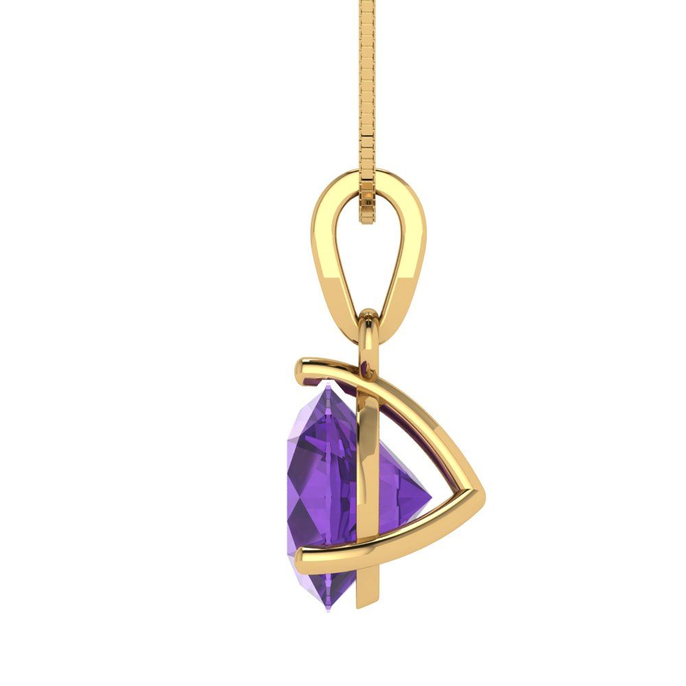 2cttw Round Cut Amethyst Gold-Plated 925 Silver Pendant and 18" Box-Chain Necklace