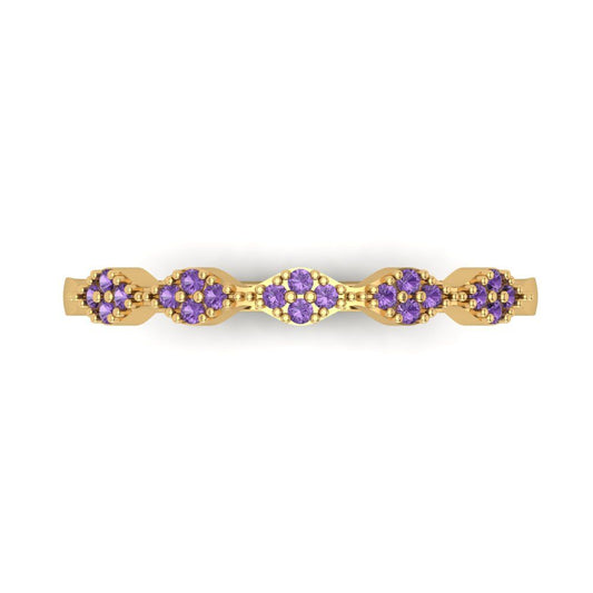 0.1 cttw Simulated Alexandrite Round Cut Yellow Gold Eternity Wedding Band