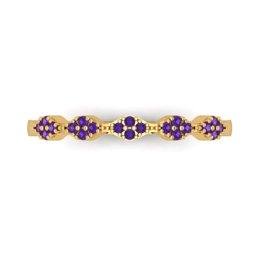 0.1 cttw Natural Amethyst Round Cut Yellow Gold Eternity Wedding Band