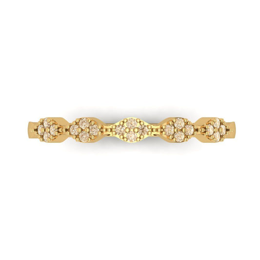 0.1 cttw Natural Morganite Round Cut Yellow Gold Eternity Wedding Band