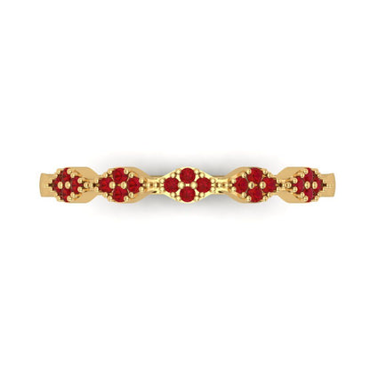 0.1 cttw Simulated Ruby Round Cut Yellow Gold Eternity Wedding Band