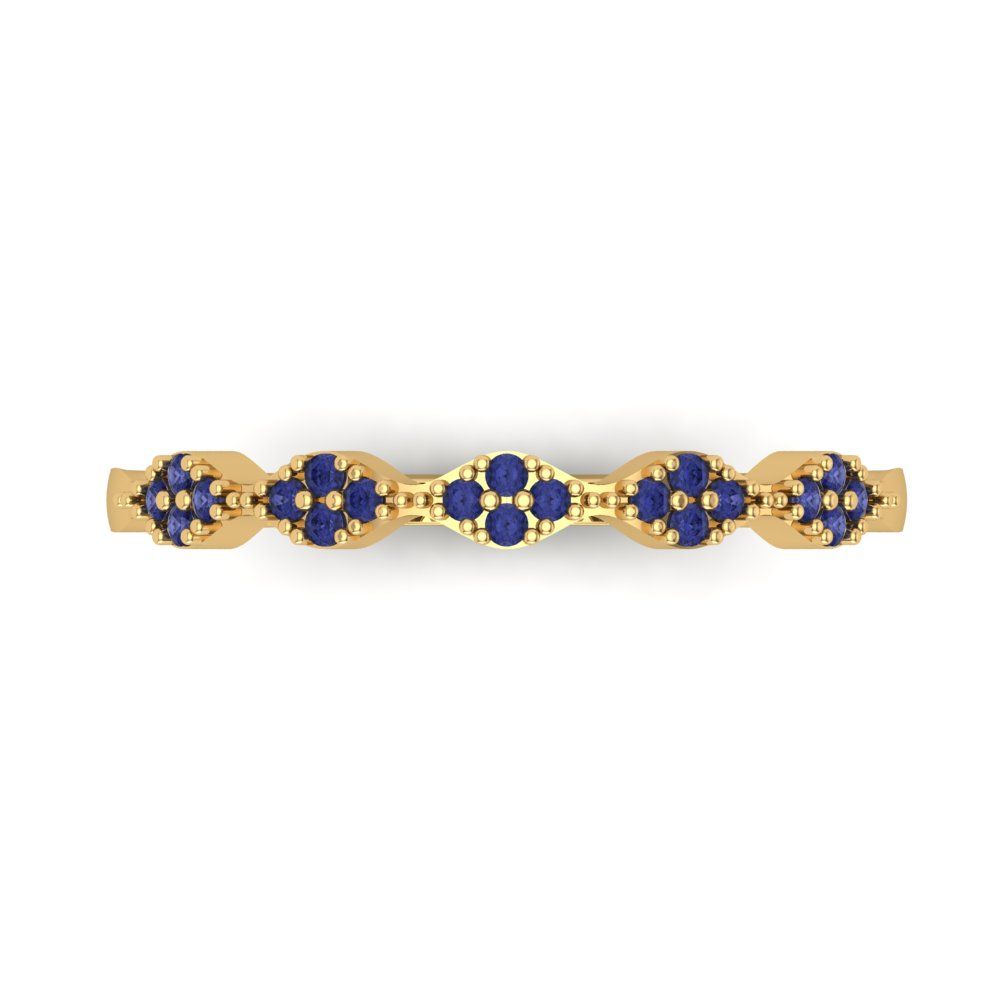 0.1 cttw Simulated Tanzanite Round Cut Yellow Gold Eternity Wedding Band