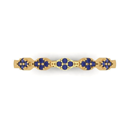 0.1 cttw Simulated Tanzanite Round Cut Yellow Gold Eternity Wedding Band