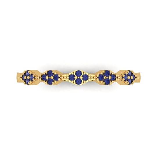 0.1 cttw Simulated Tanzanite Round Cut Yellow Gold Eternity Wedding Band