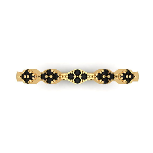 0.1 cttw Natural Onyx Round Cut Yellow Gold Eternity Wedding Band