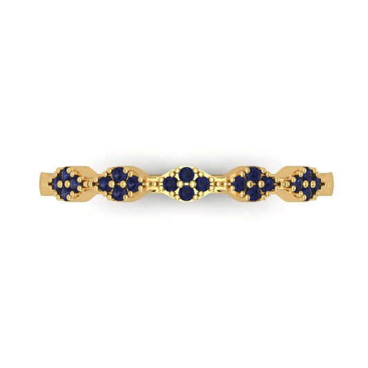 0.1 cttw Simulated Blue Sapphire Round Cut Yellow Gold Eternity Wedding Band